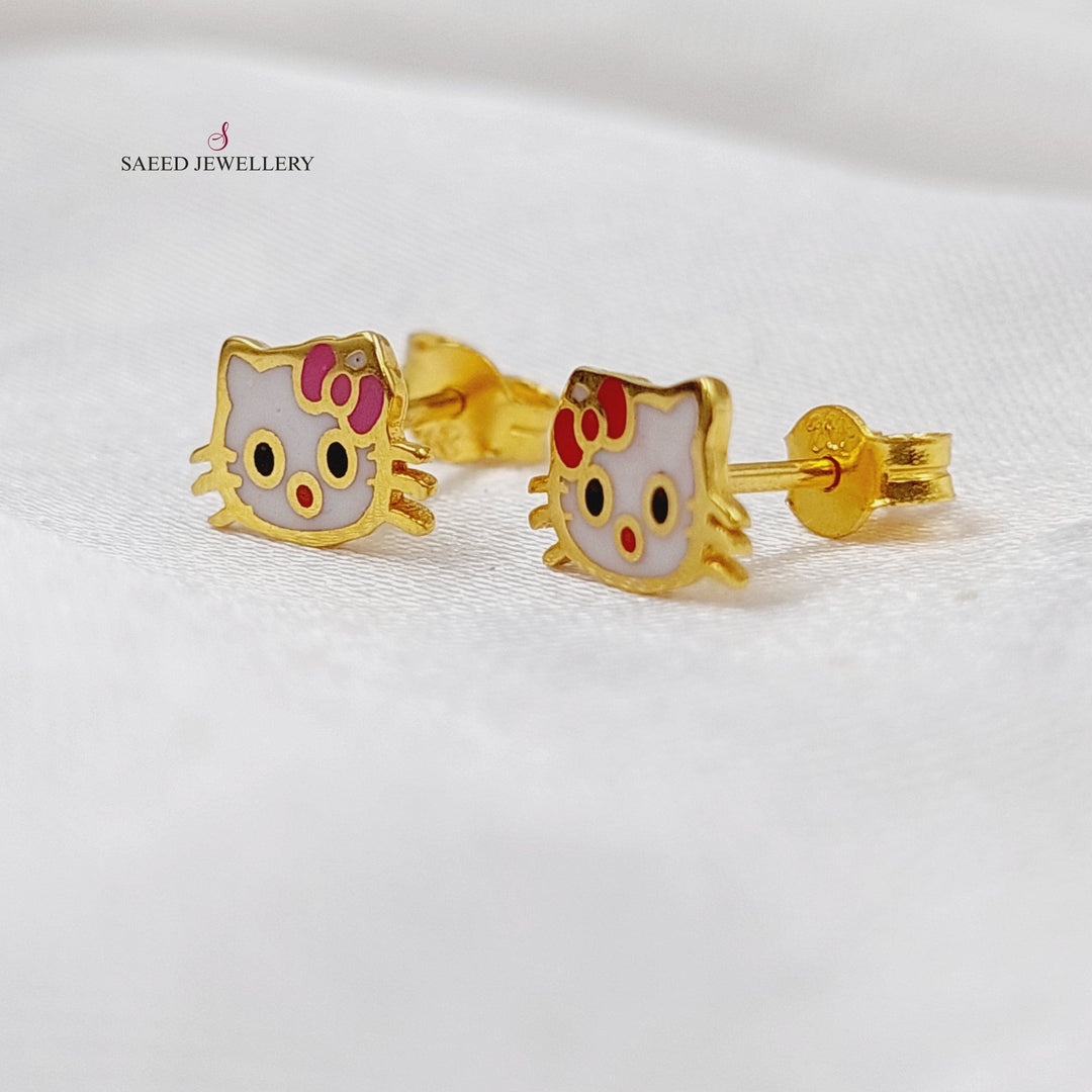 21K Gold Screw Earrings by Saeed Jewelry - Image 3