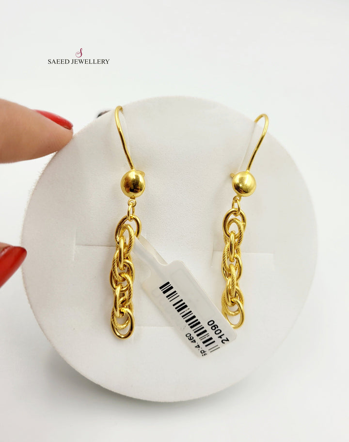 21K Gold Shankle Earrings by Saeed Jewelry - Image 2