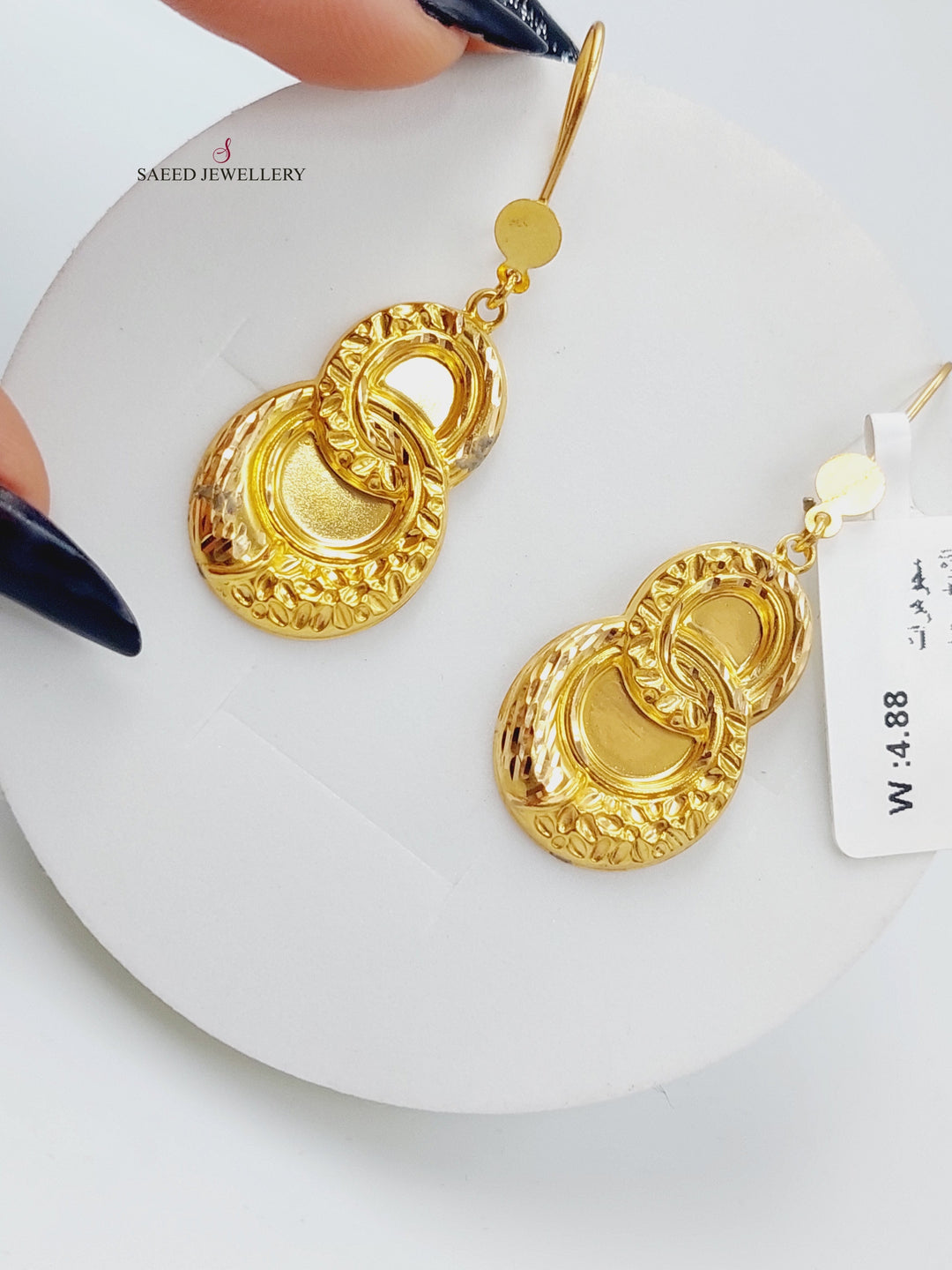 21K Gold Shankle Earrings by Saeed Jewelry - Image 1