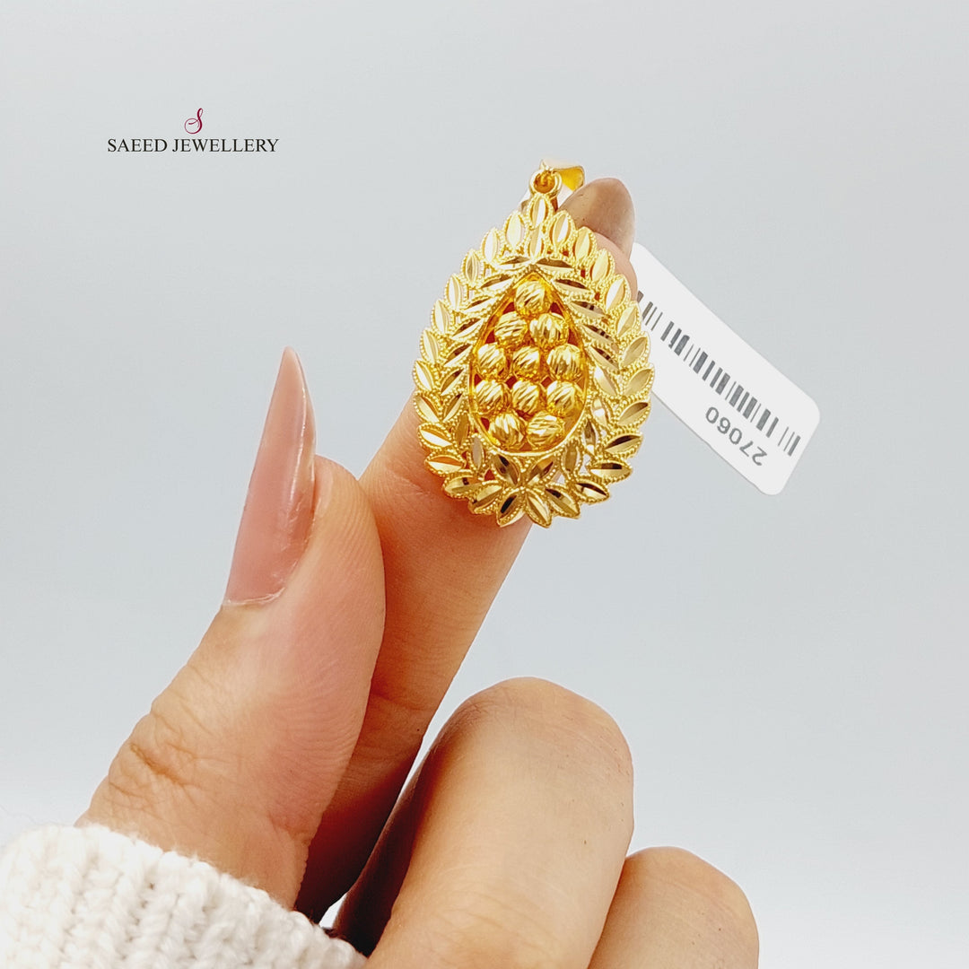 21K Gold Spike Balls Pendant by Saeed Jewelry - Image 2