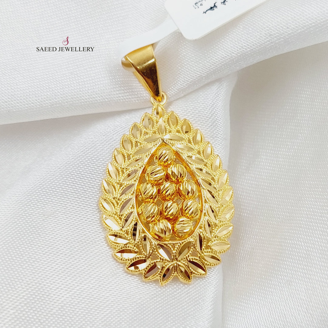 21K Gold Spike Balls Pendant by Saeed Jewelry - Image 3