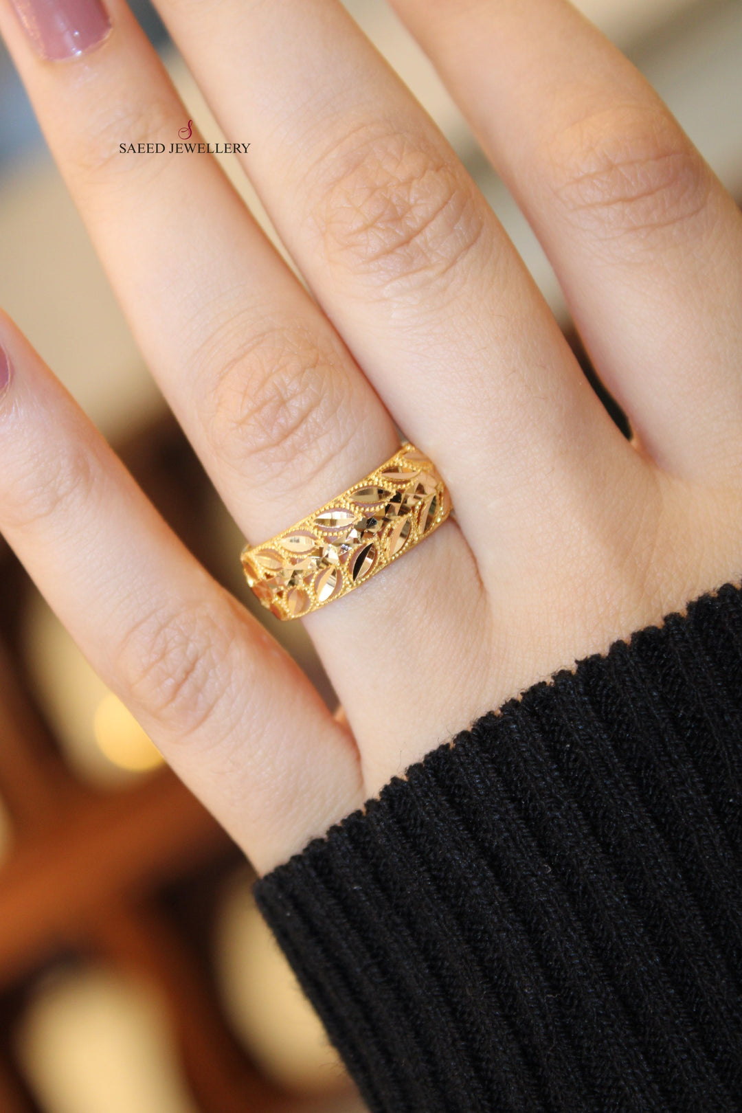 21K Gold Spike Wedding Ring by Saeed Jewelry - Image 3