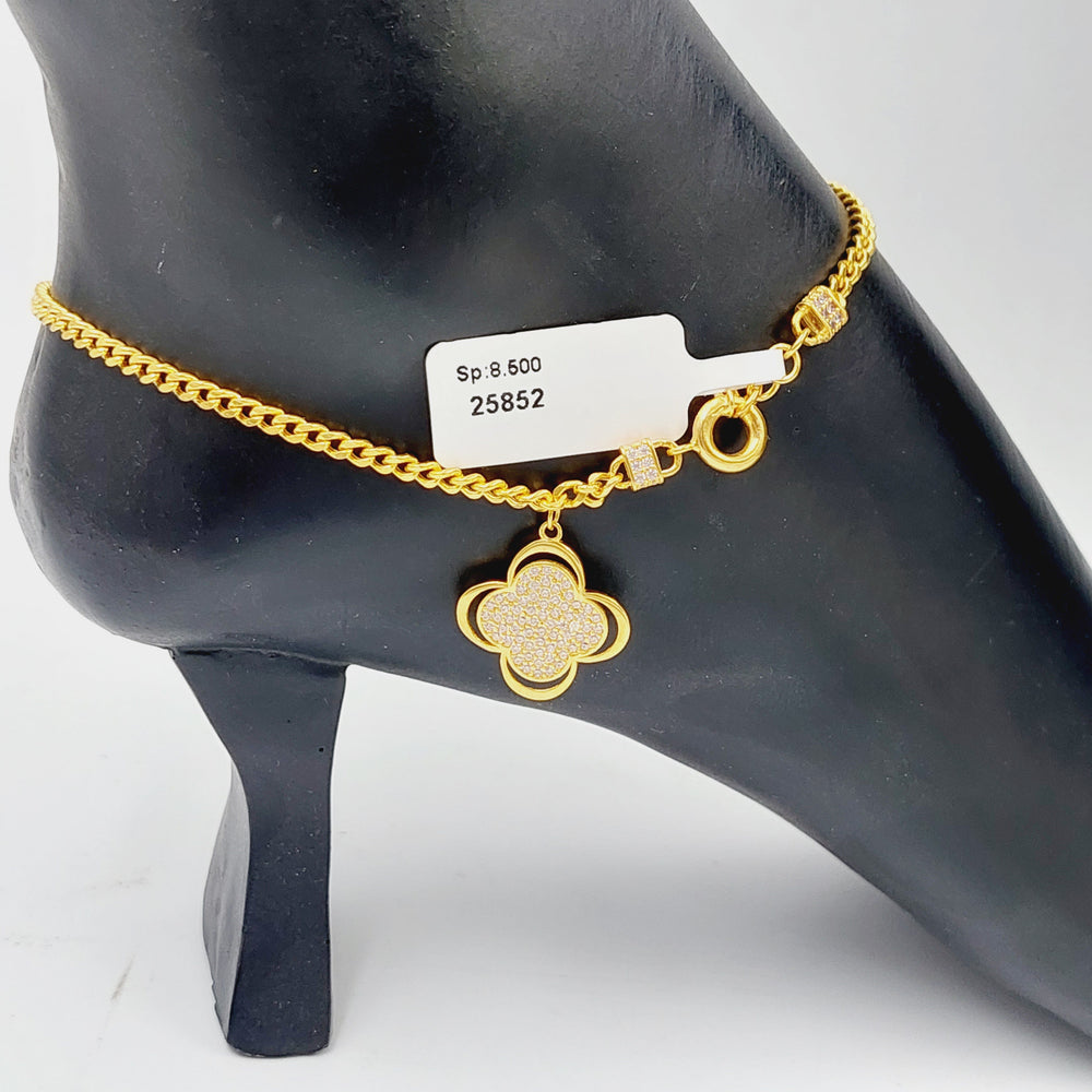 21K Gold 21K Clover Anklet by Saeed Jewelry - Image 2