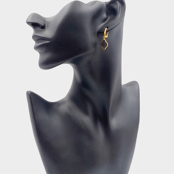 21K Gold 21K Clover Earrings by Saeed Jewelry - Image 3