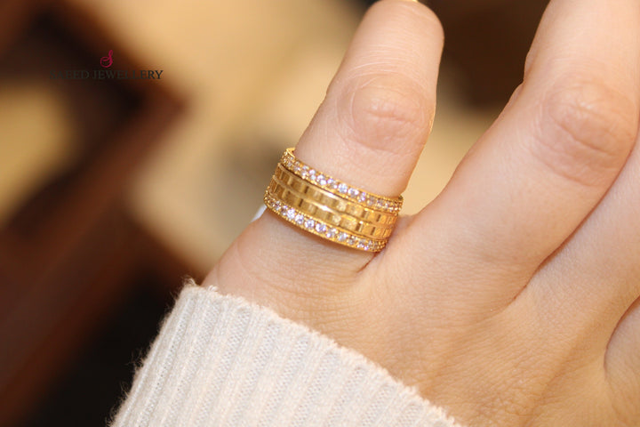 21K Gold Stone Wedding Ring by Saeed Jewelry - Image 4