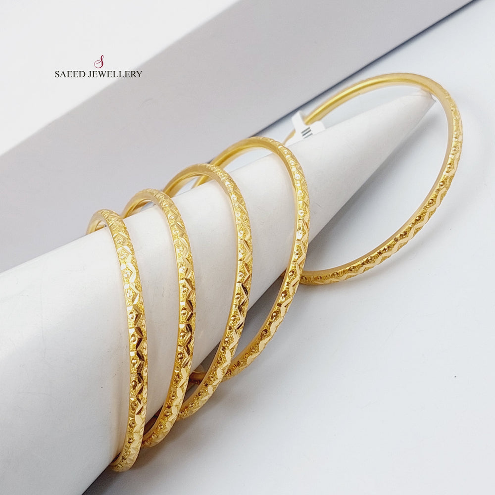 21K Gold Thin Laser Bangle by Saeed Jewelry - Image 2