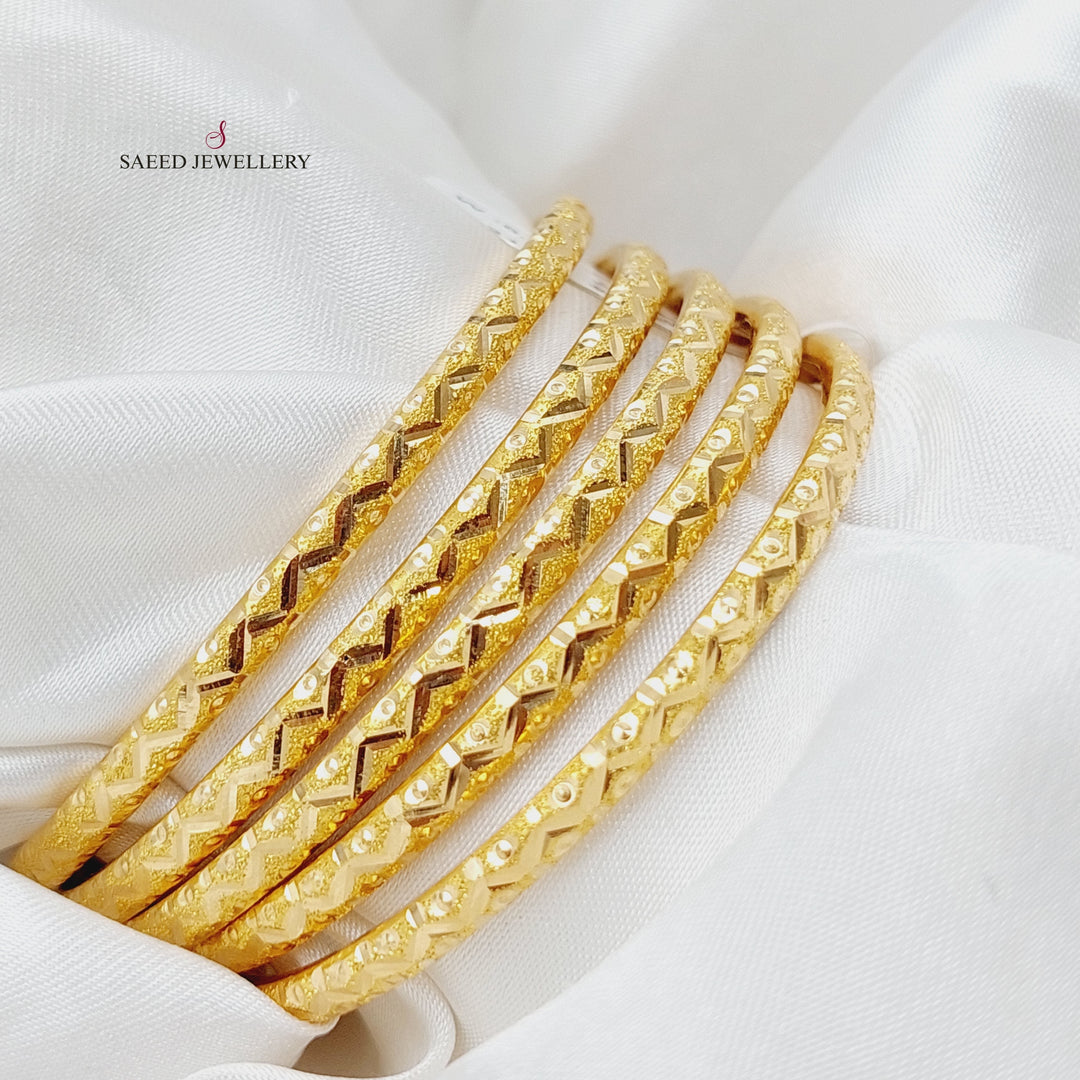 21K Gold Thin Laser Bangle by Saeed Jewelry - Image 1