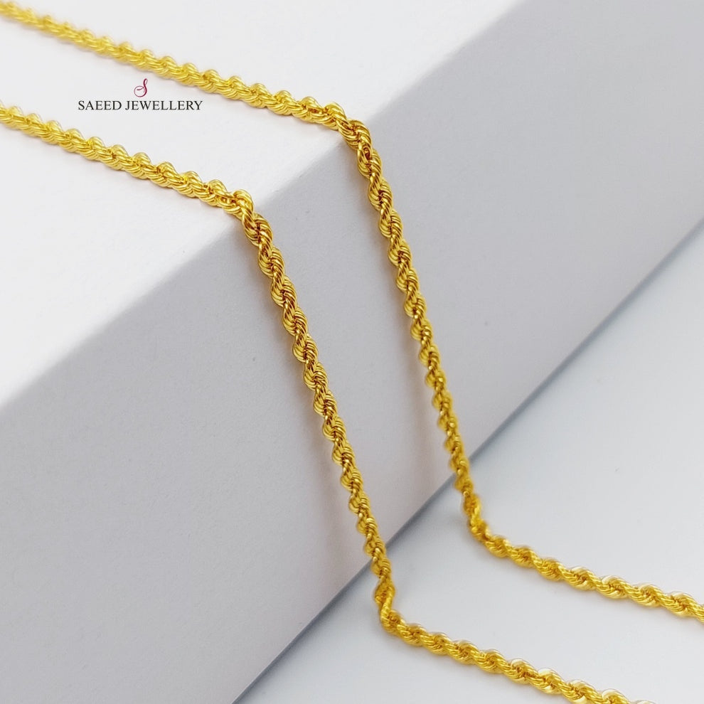 21K Gold Thin Rope Chain by Saeed Jewelry - Image 3