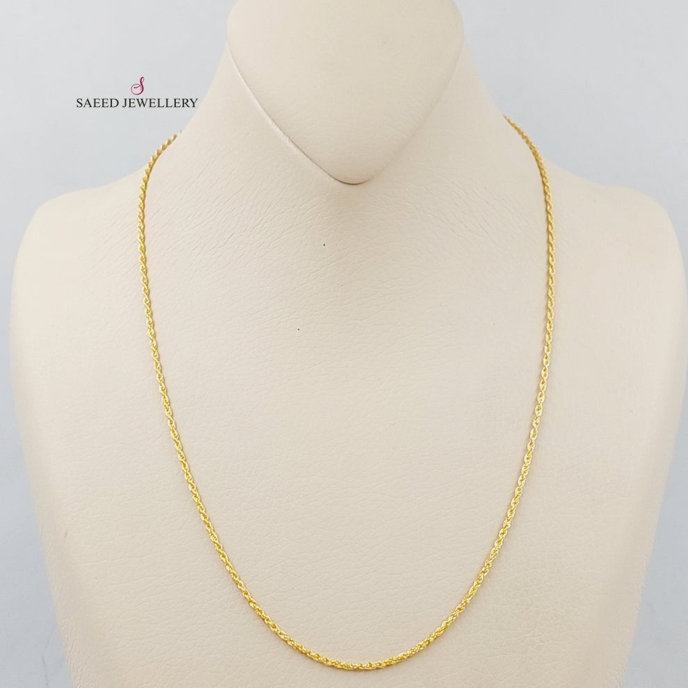 21K Gold Thin Rope Chain by Saeed Jewelry - Image 1