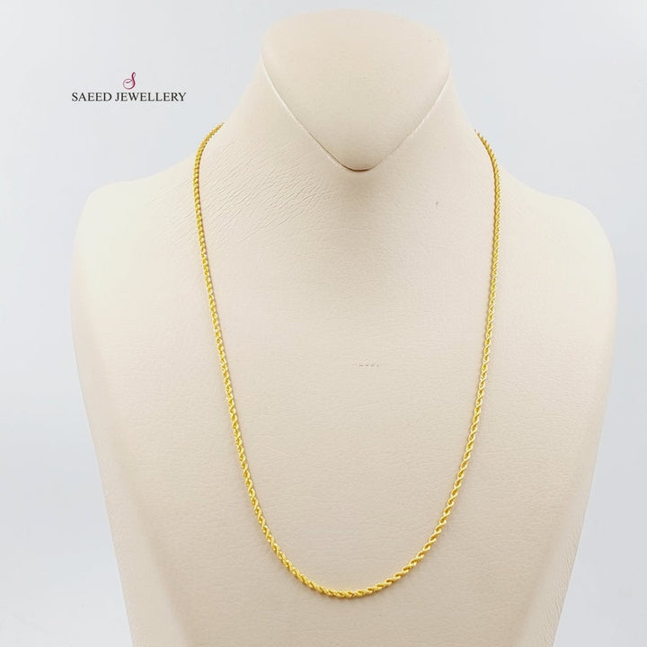 21K Gold Thin Rope Chain by Saeed Jewelry - Image 2