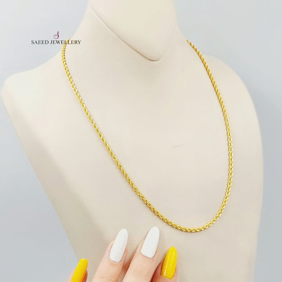 21K Gold Thin Rope Chain by Saeed Jewelry - Image 1