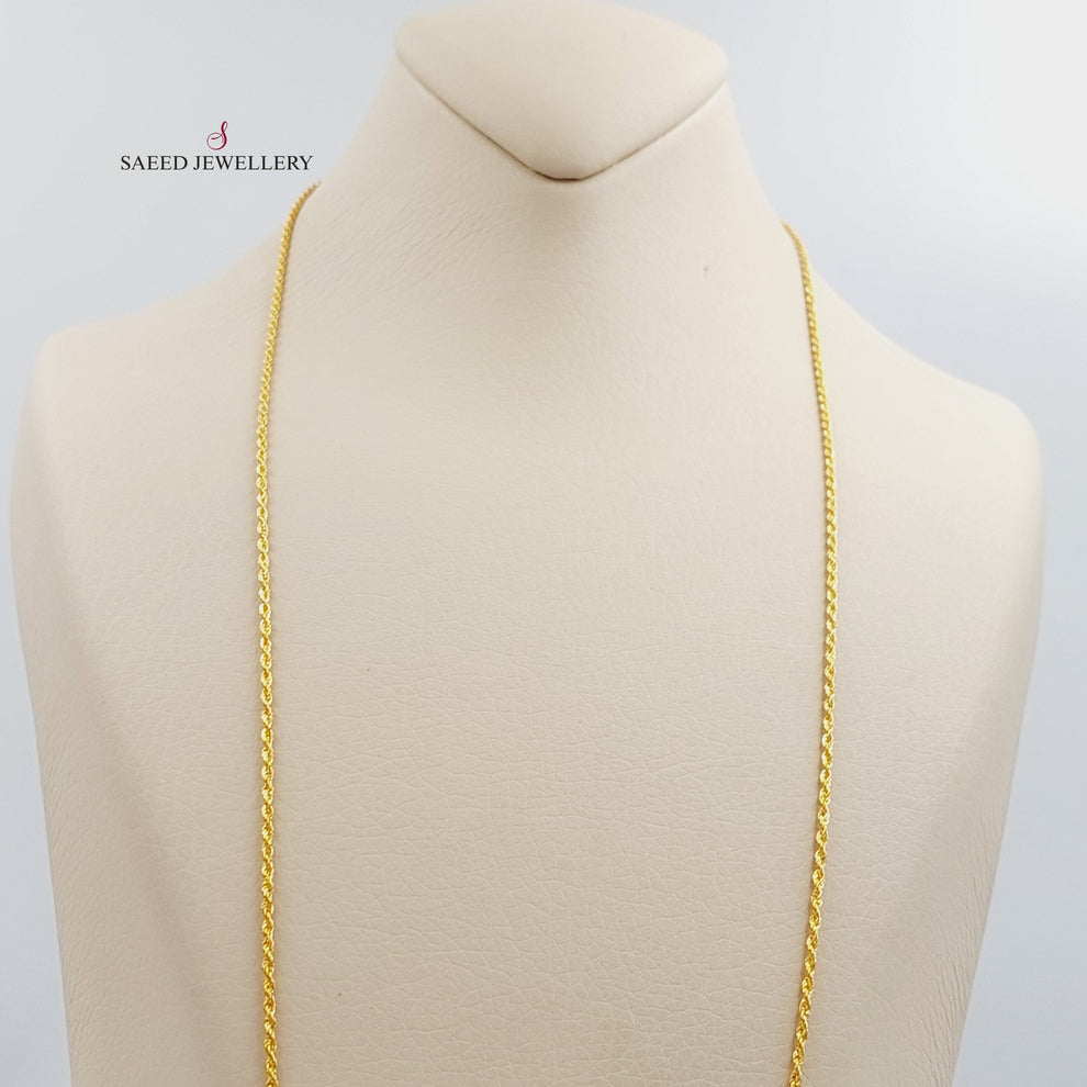 21K Gold Thin Rope Chain by Saeed Jewelry - Image 4