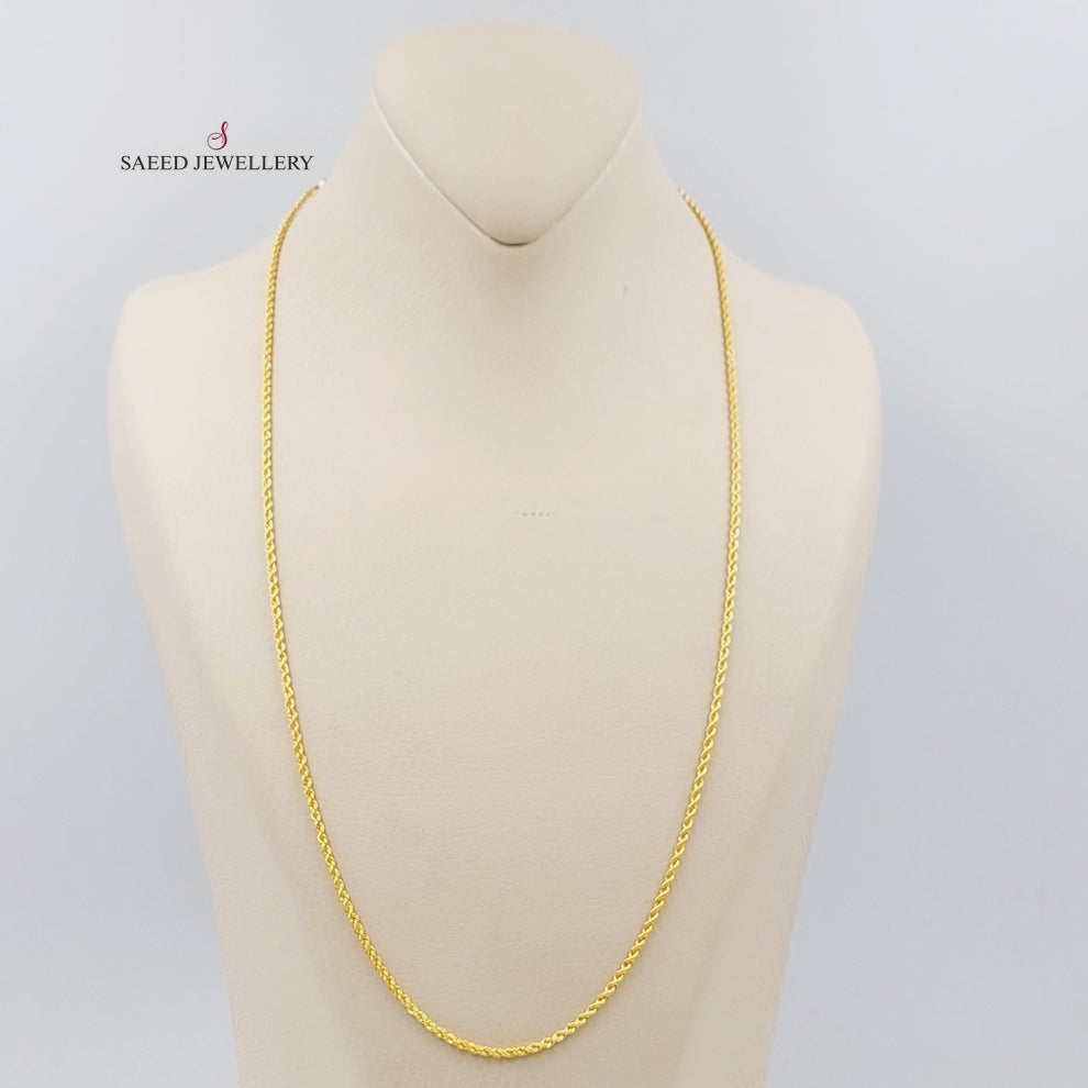 21K Gold Thin Rope Chain by Saeed Jewelry - Image 1