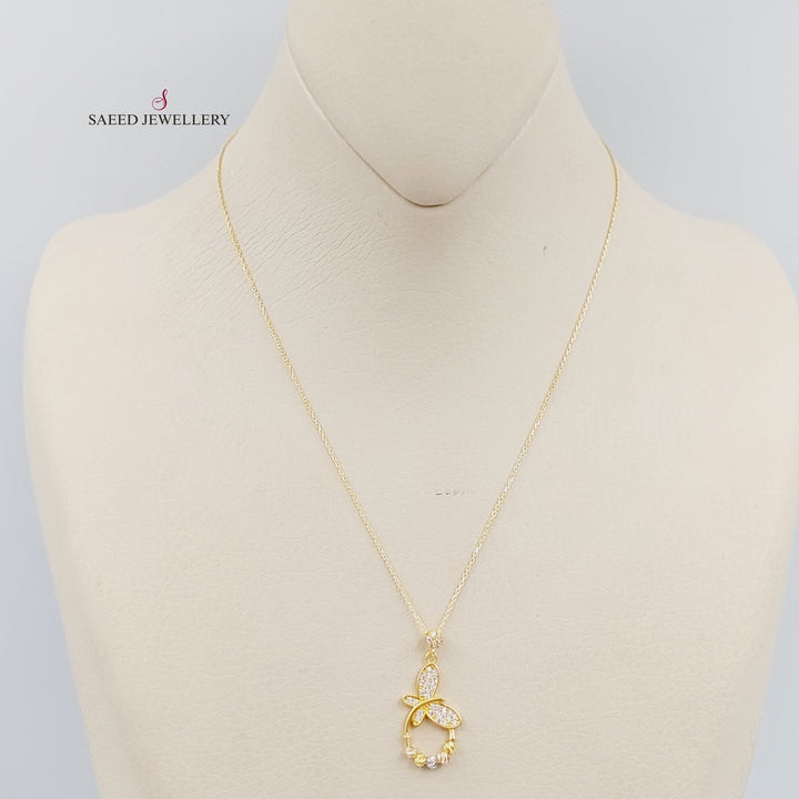 21K Gold Turkish Butterfly Necklace by Saeed Jewelry - Image 3