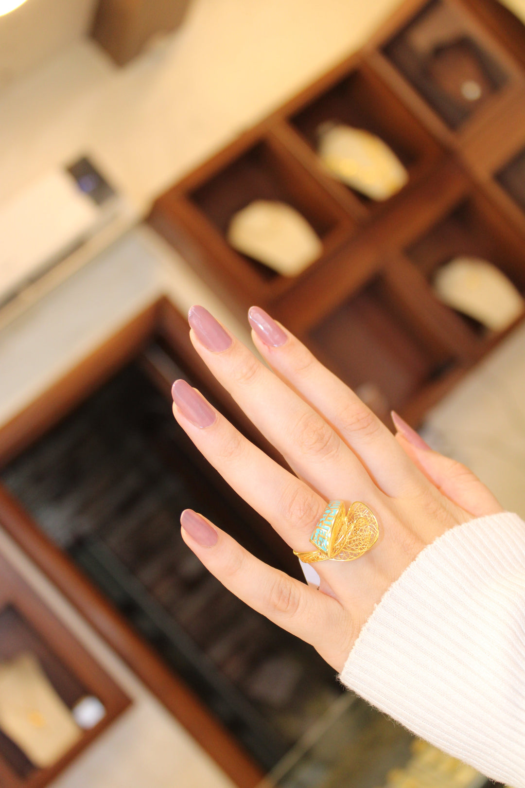 21K Gold Turkish Enamel Ring by Saeed Jewelry - Image 4