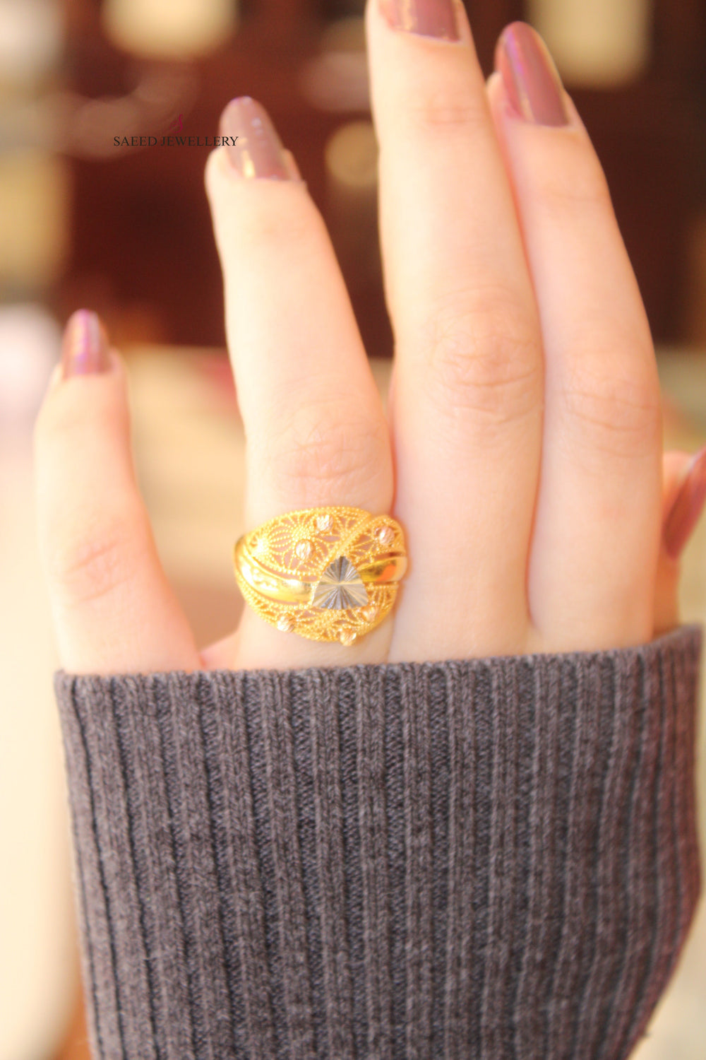 21K Gold Turkish Fancy Ring by Saeed Jewelry - Image 2