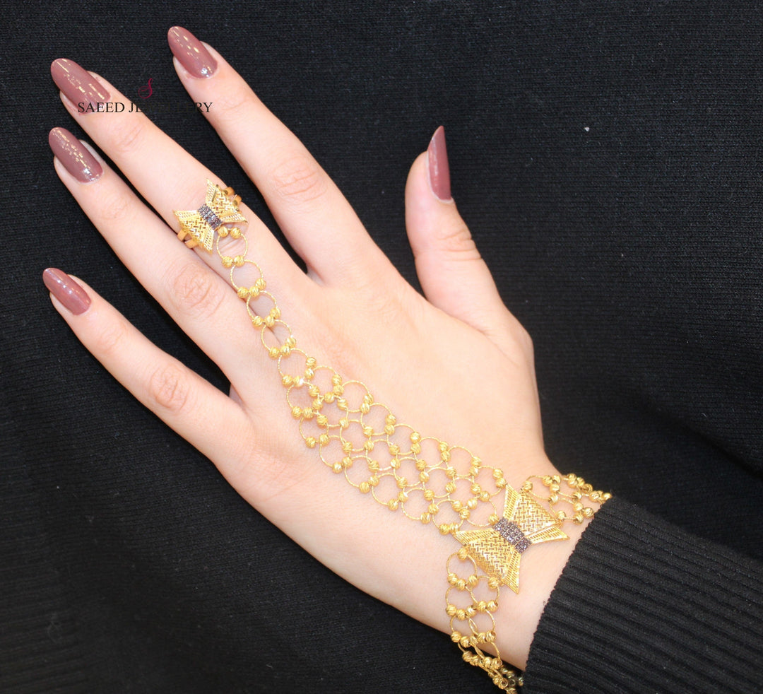 21K Gold Turkish Hand Bracelet by Saeed Jewelry - Image 3