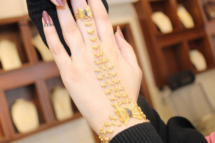 21K Gold Turkish Hand Bracelet by Saeed Jewelry - Image 10