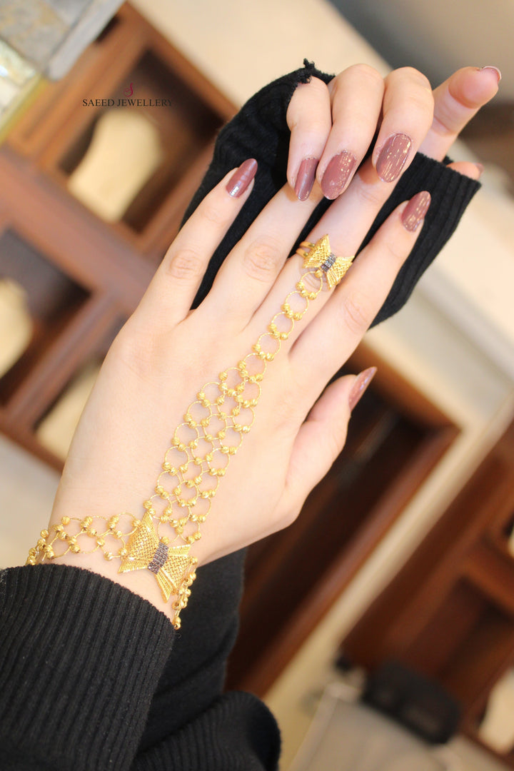 21K Gold Turkish Hand Bracelet by Saeed Jewelry - Image 6