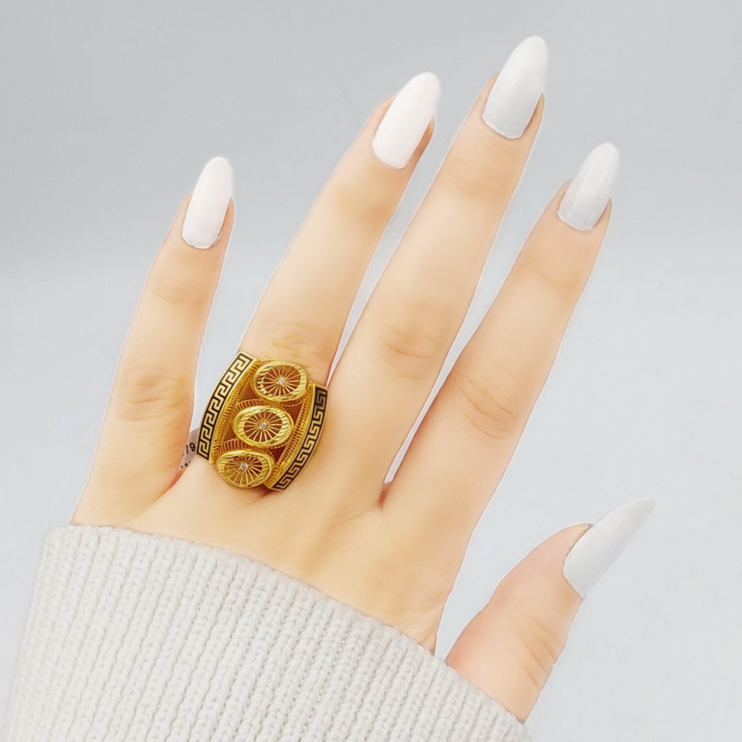 21K Gold Turkish Ring Enamel by Saeed Jewelry - Image 2