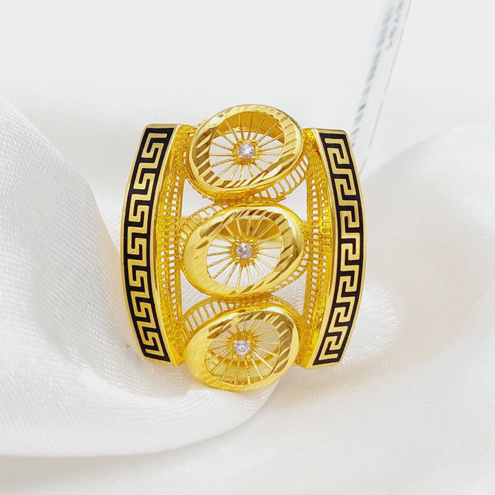 21K Gold Turkish Ring Enamel by Saeed Jewelry - Image 1