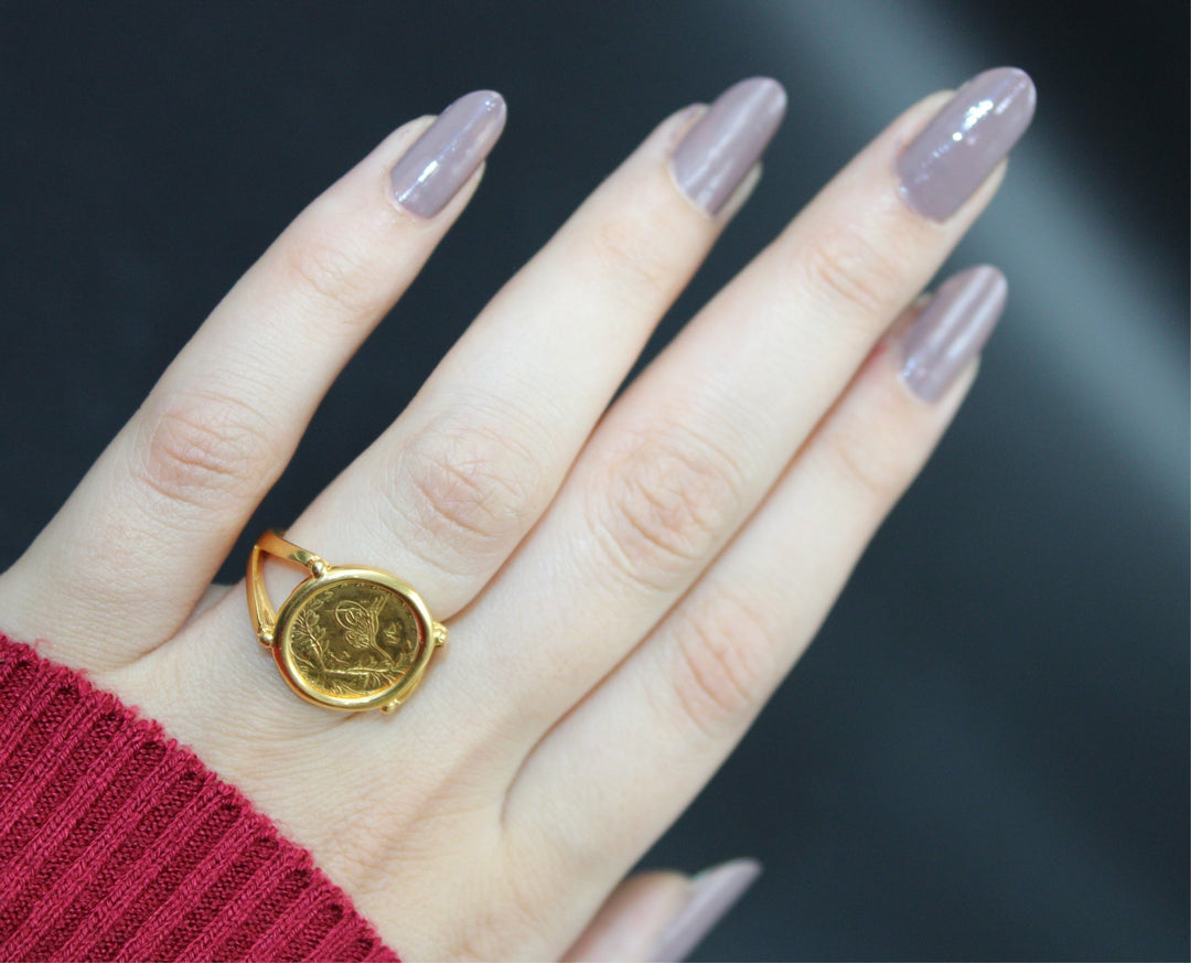 21K Gold Turkish lira Ring by Saeed Jewelry - Image 12