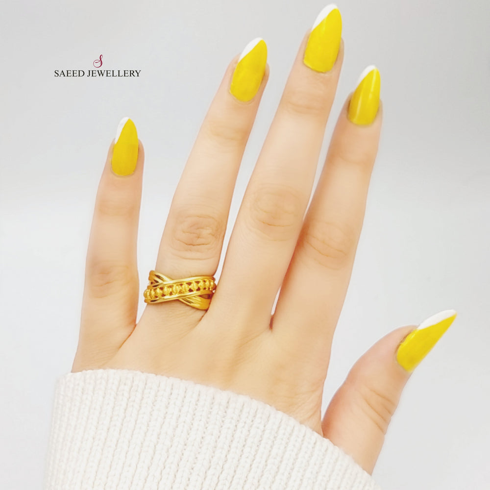 21K Gold Turkish x Ring by Saeed Jewelry - Image 2