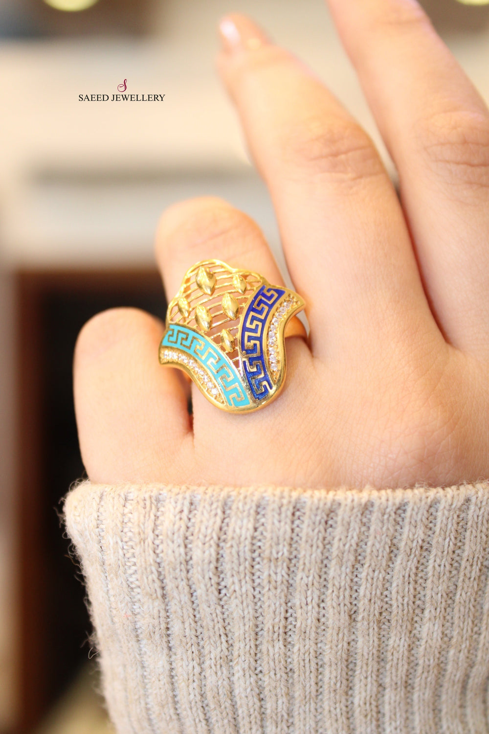 21K Gold Turquoise Ring by Saeed Jewelry - Image 2