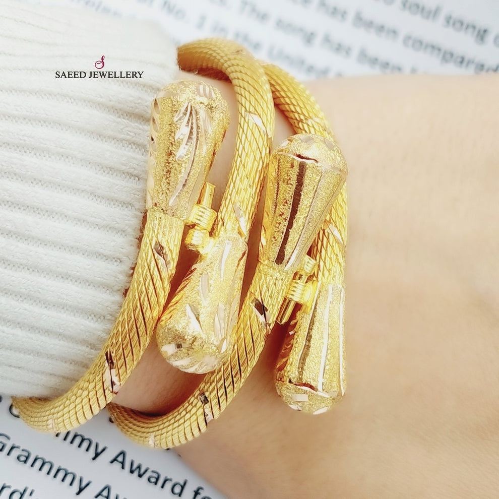 21K Gold Twisted Bangle Bracelet by Saeed Jewelry - Image 3