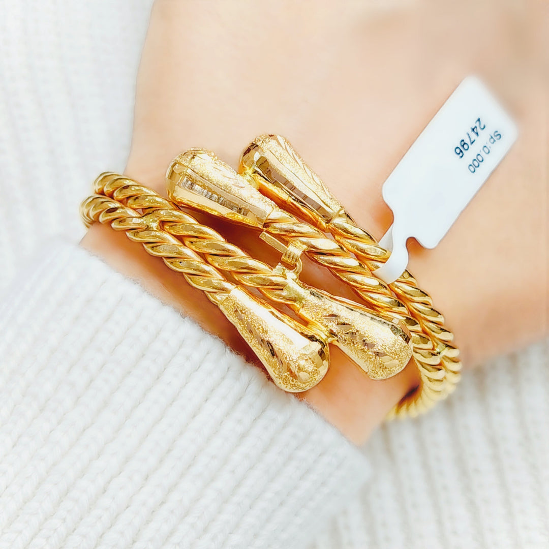 21K Gold Twisted Bracelet by Saeed Jewelry - Image 2