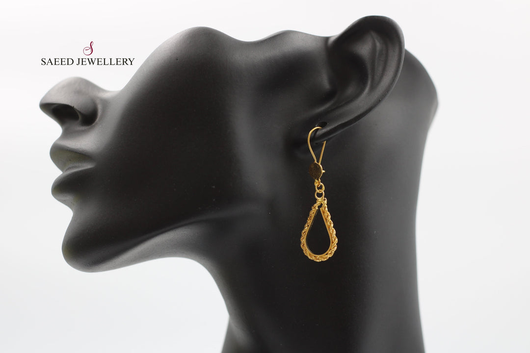 21K Gold Twisted Earrings by Saeed Jewelry - Image 2