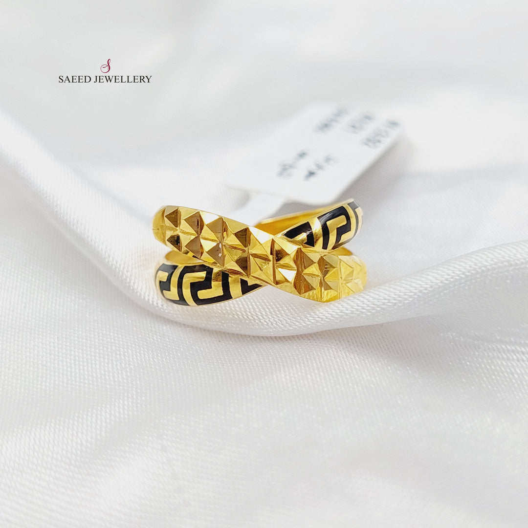 21K Gold X Enamel Ring by Saeed Jewelry - Image 4