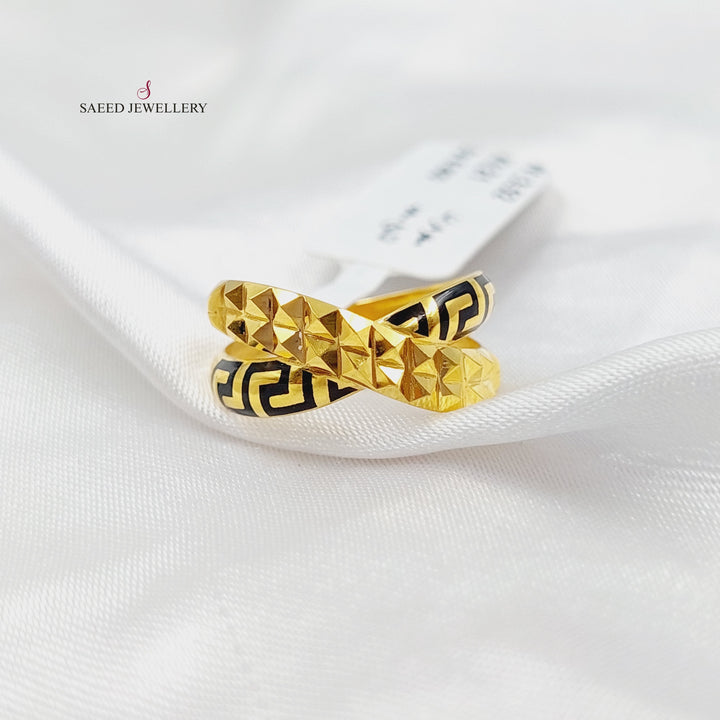 21K Gold X Enamel Ring by Saeed Jewelry - Image 4