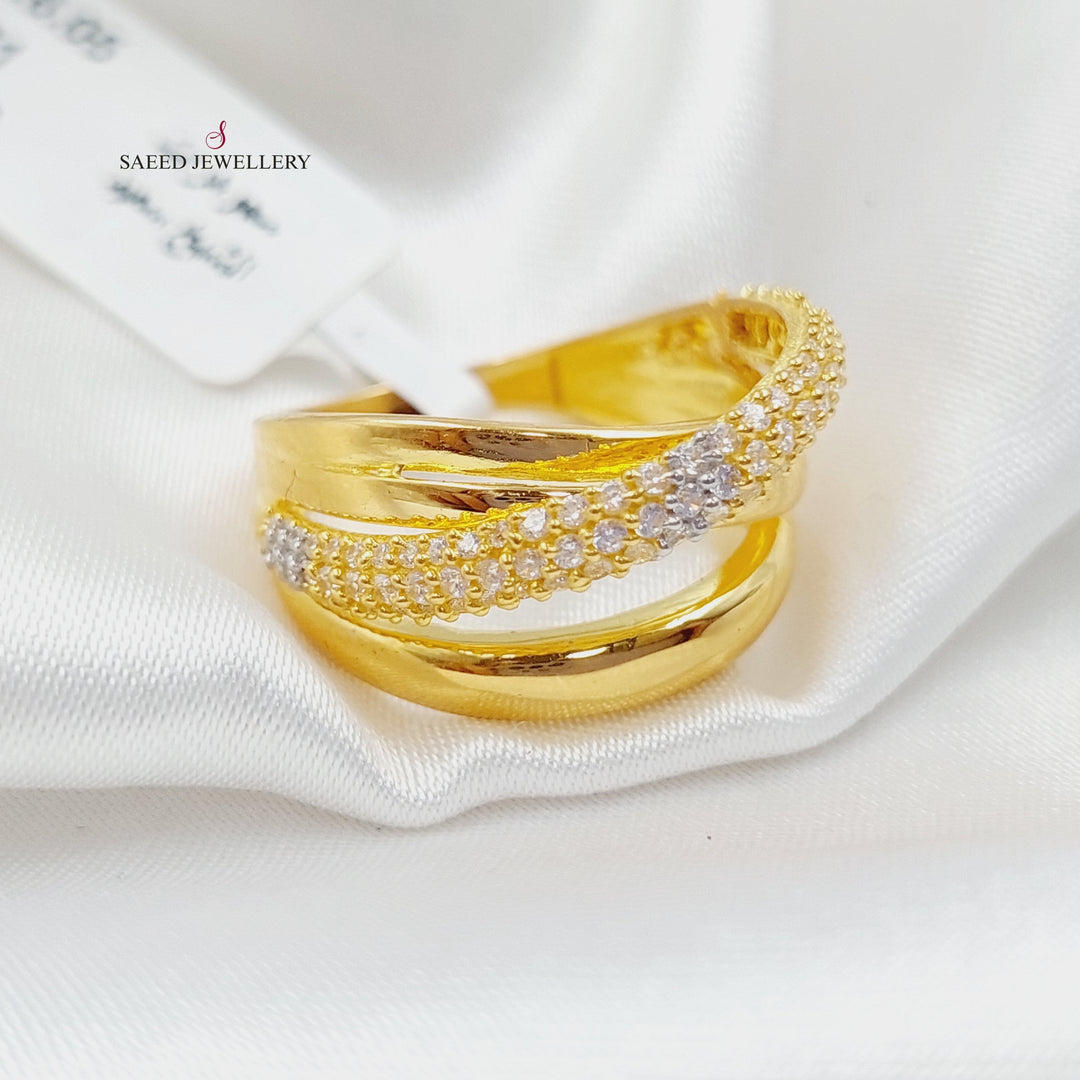 21K Gold X Ring Zirconia by Saeed Jewelry - Image 1