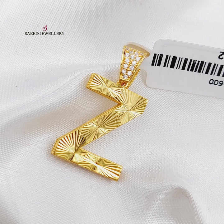 21K Gold Z Letter Pendant by Saeed Jewelry - Image 4