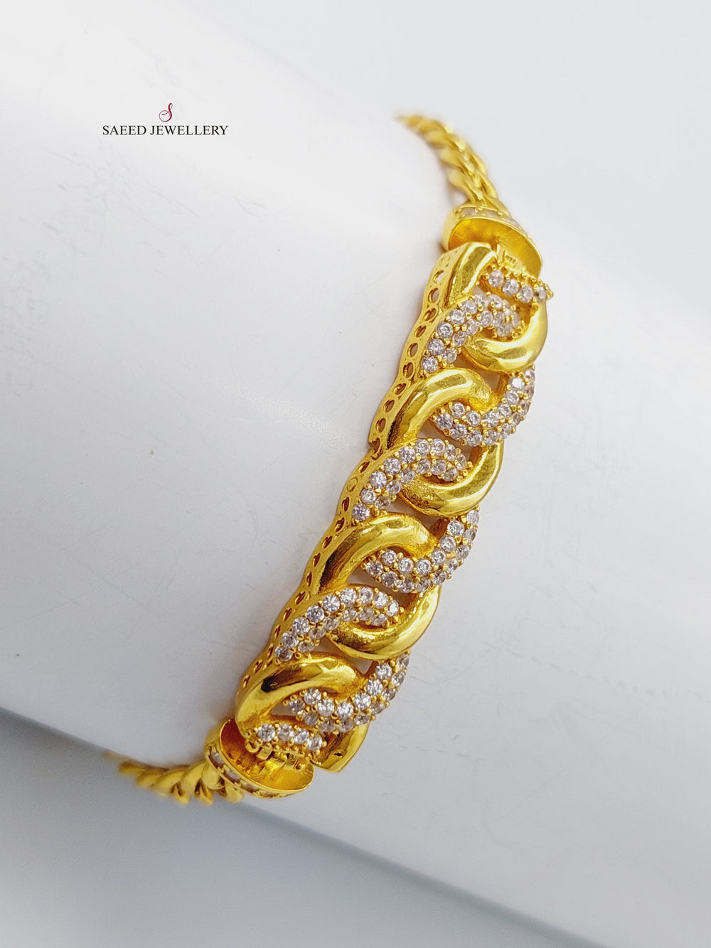 21K Gold Zirconia Bracelet by Saeed Jewelry - Image 2