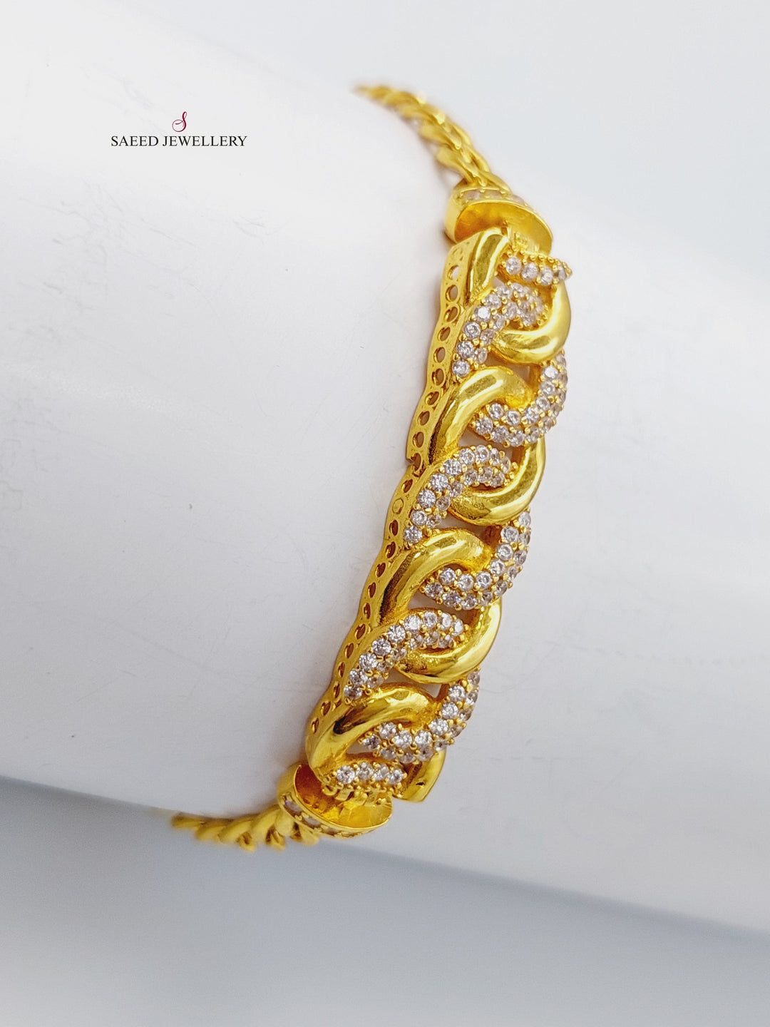 21K Gold Zirconia Bracelet by Saeed Jewelry - Image 4