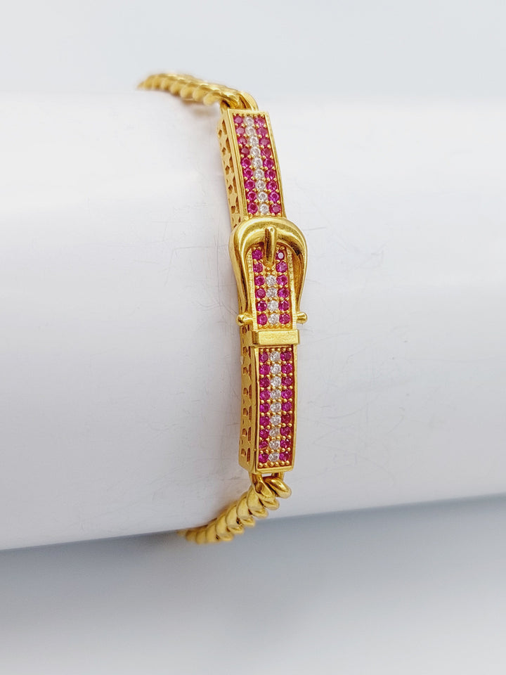 21K Gold Zirconia Bracelet by Saeed Jewelry - Image 4