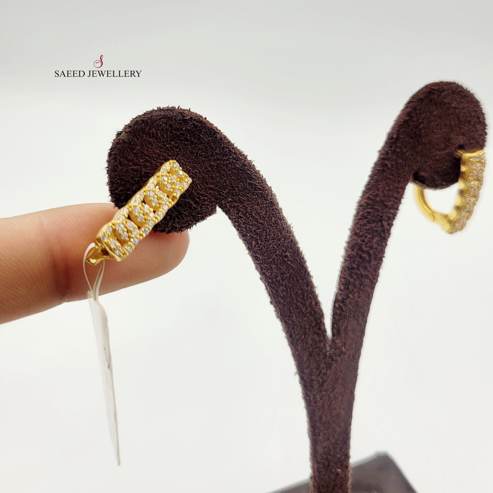 21K Gold Zirconia Earrings by Saeed Jewelry - Image 7