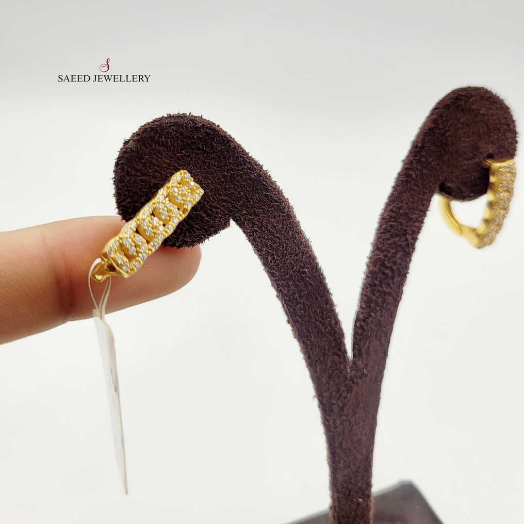 21K Gold Zirconia Earrings by Saeed Jewelry - Image 7