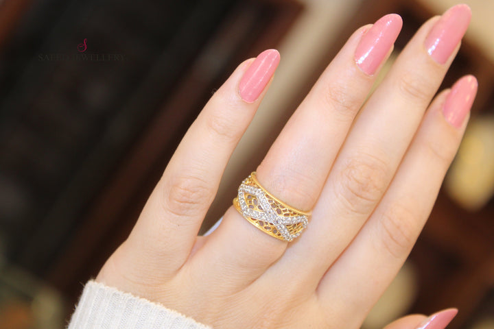 21K Gold Zirconia Wedding Ring by Saeed Jewelry - Image 6