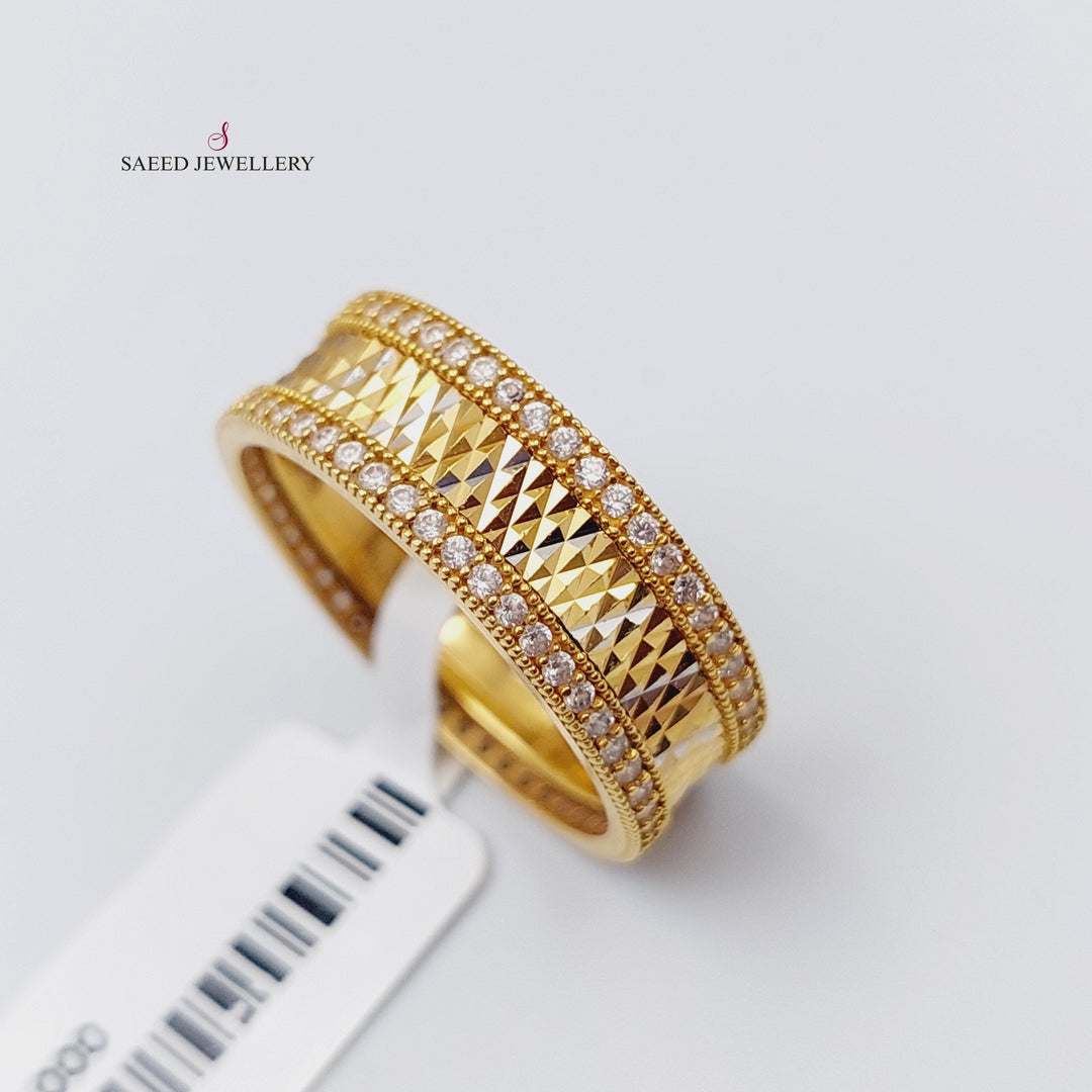 21K Gold Zirconia Wedding Ring by Saeed Jewelry - Image 4