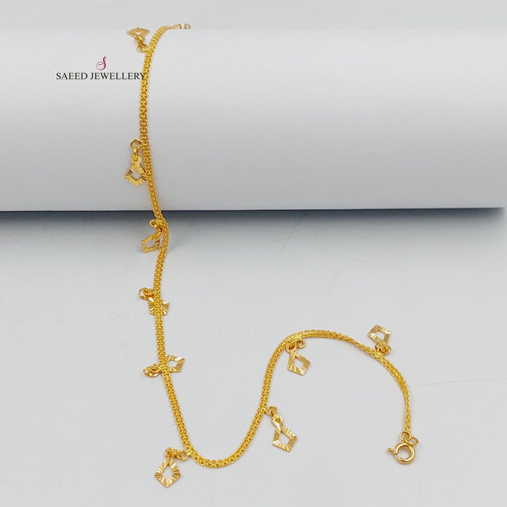 21K Gold Dandash Fancy Anklet by Saeed Jewelry - Image 4