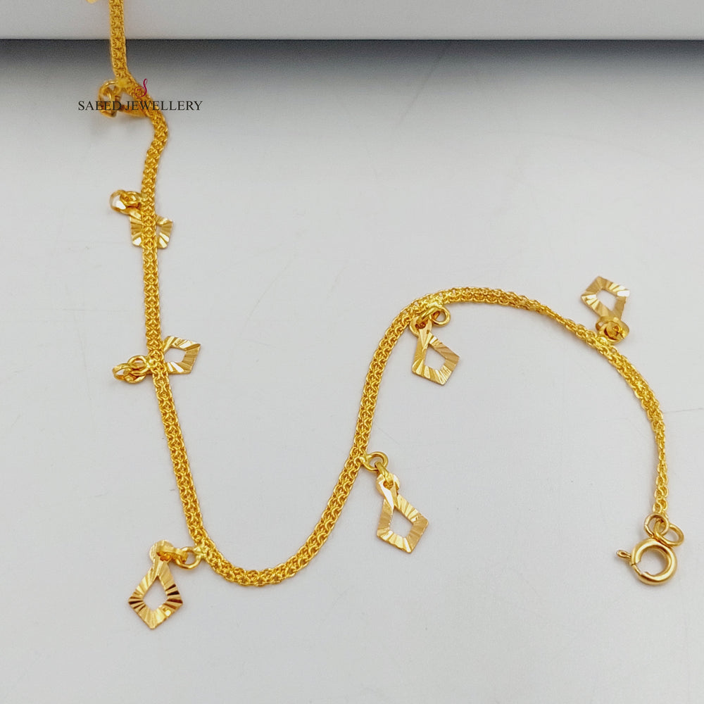 21K Gold Dandash Fancy Anklet by Saeed Jewelry - Image 2