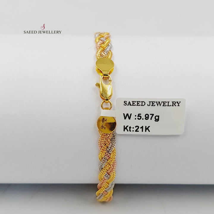 21K Gold Deluxe Dandash Anklet by Saeed Jewelry - Image 4