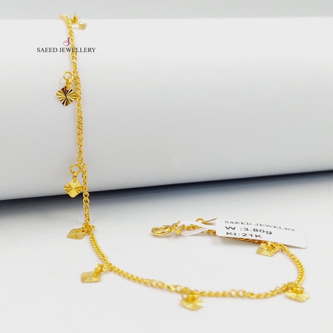 21K Gold Deluxe Dandash Anklet by Saeed Jewelry - Image 4