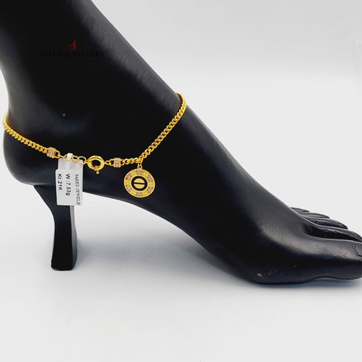 21K Gold Enameled & Zircon Studded Virna Anklet by Saeed Jewelry - Image 3