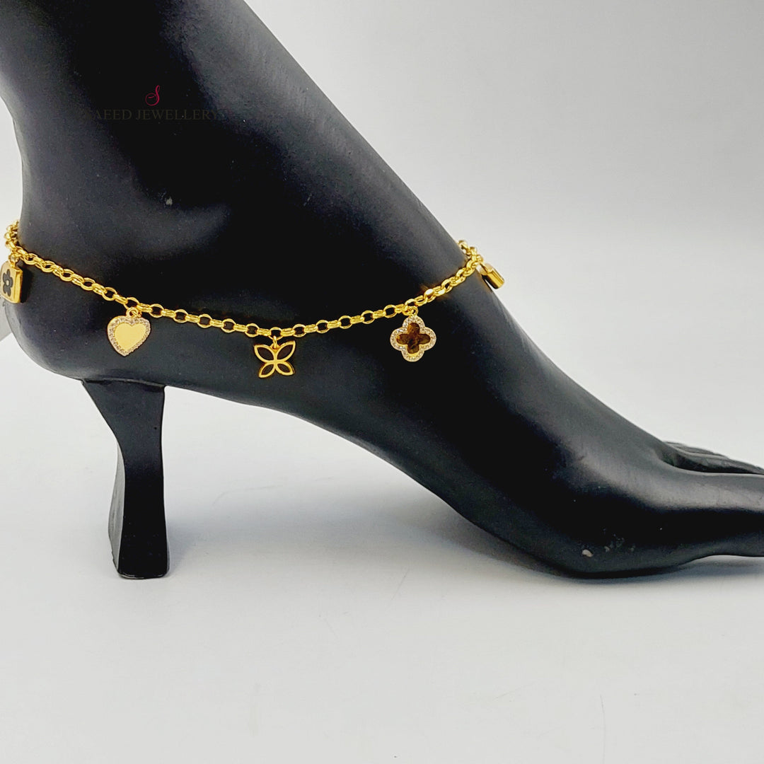 21K Gold Enameled & Zircon Studded Dandash Anklet by Saeed Jewelry - Image 4