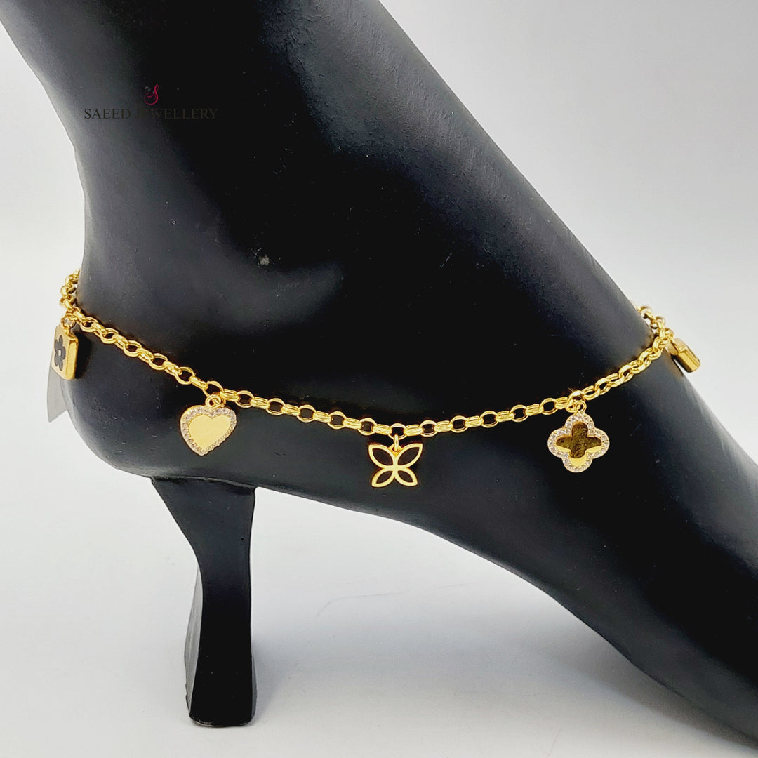 21K Gold Enameled & Zircon Studded Dandash Anklet by Saeed Jewelry - Image 2