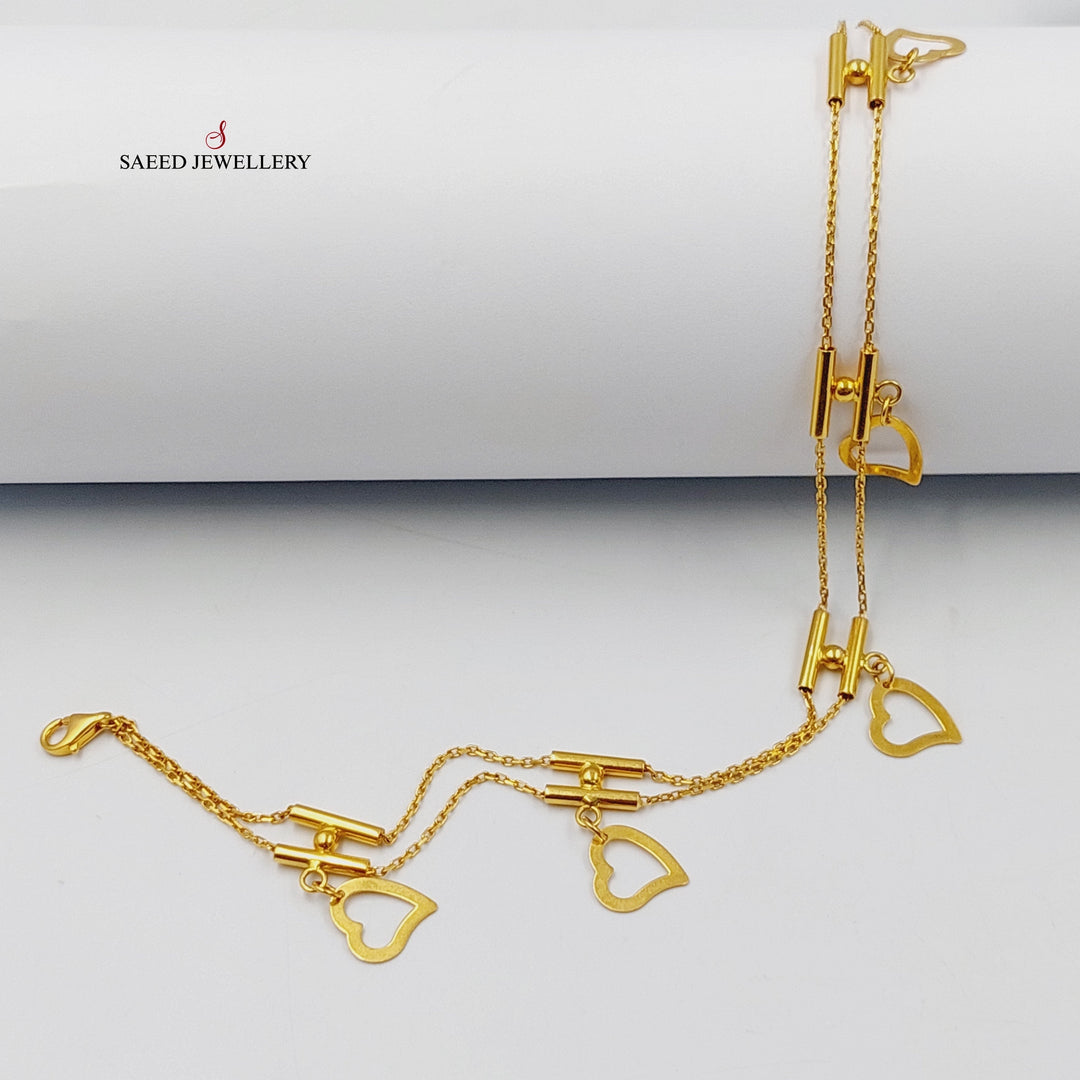 21K Gold Heart Anklet by Saeed Jewelry - Image 3